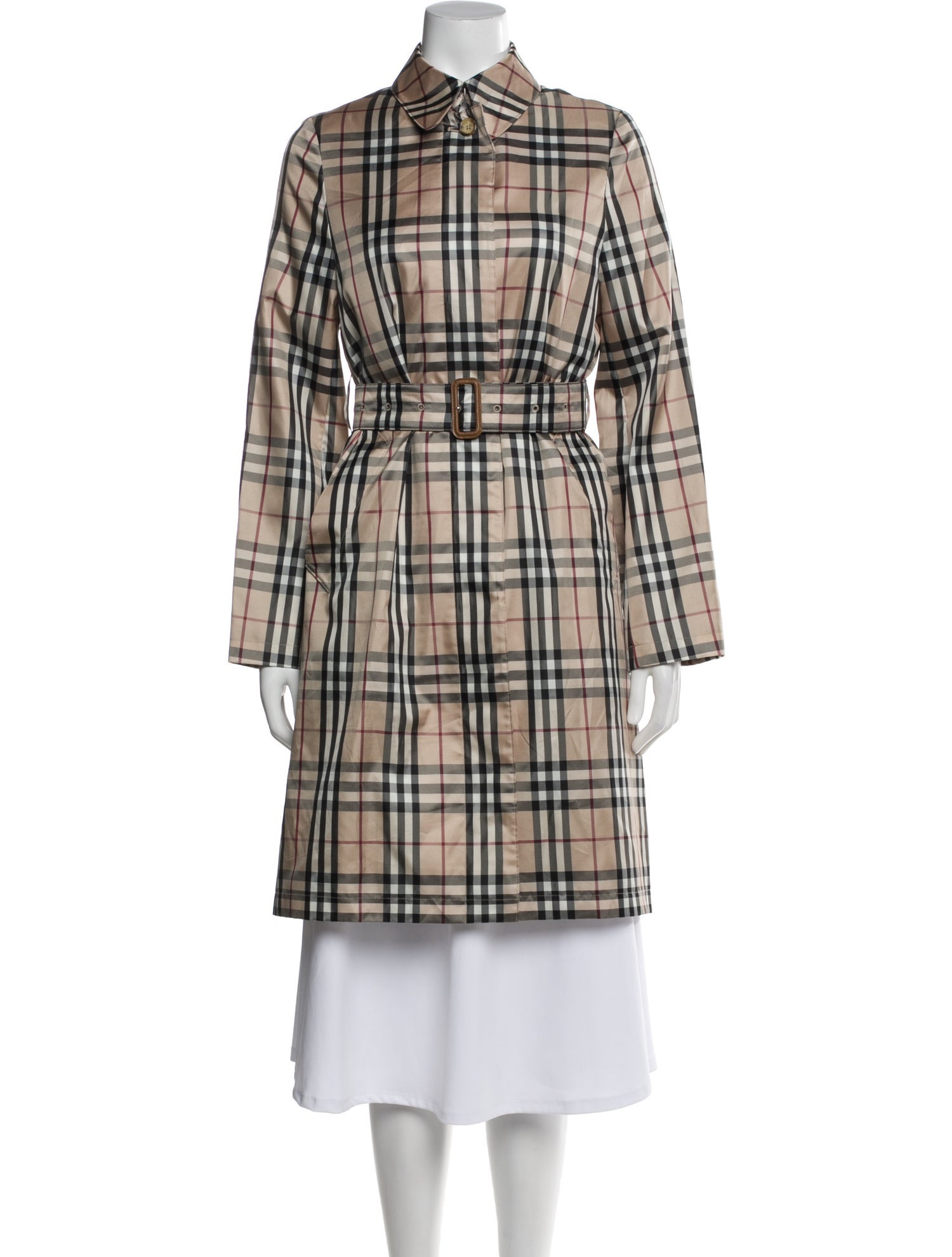 Burberry London Plaid Print Trench Coat