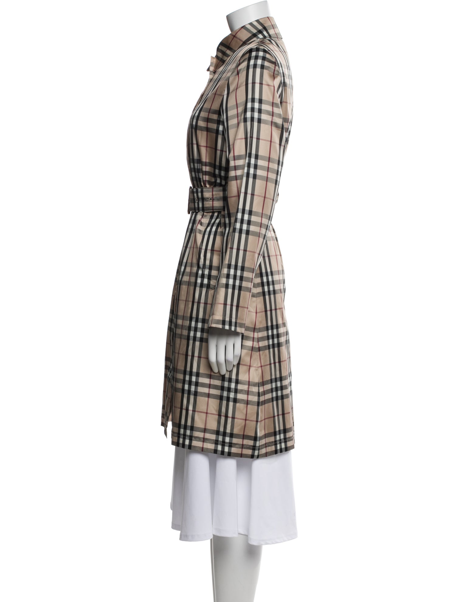 Burberry London Plaid Print Trench Coat