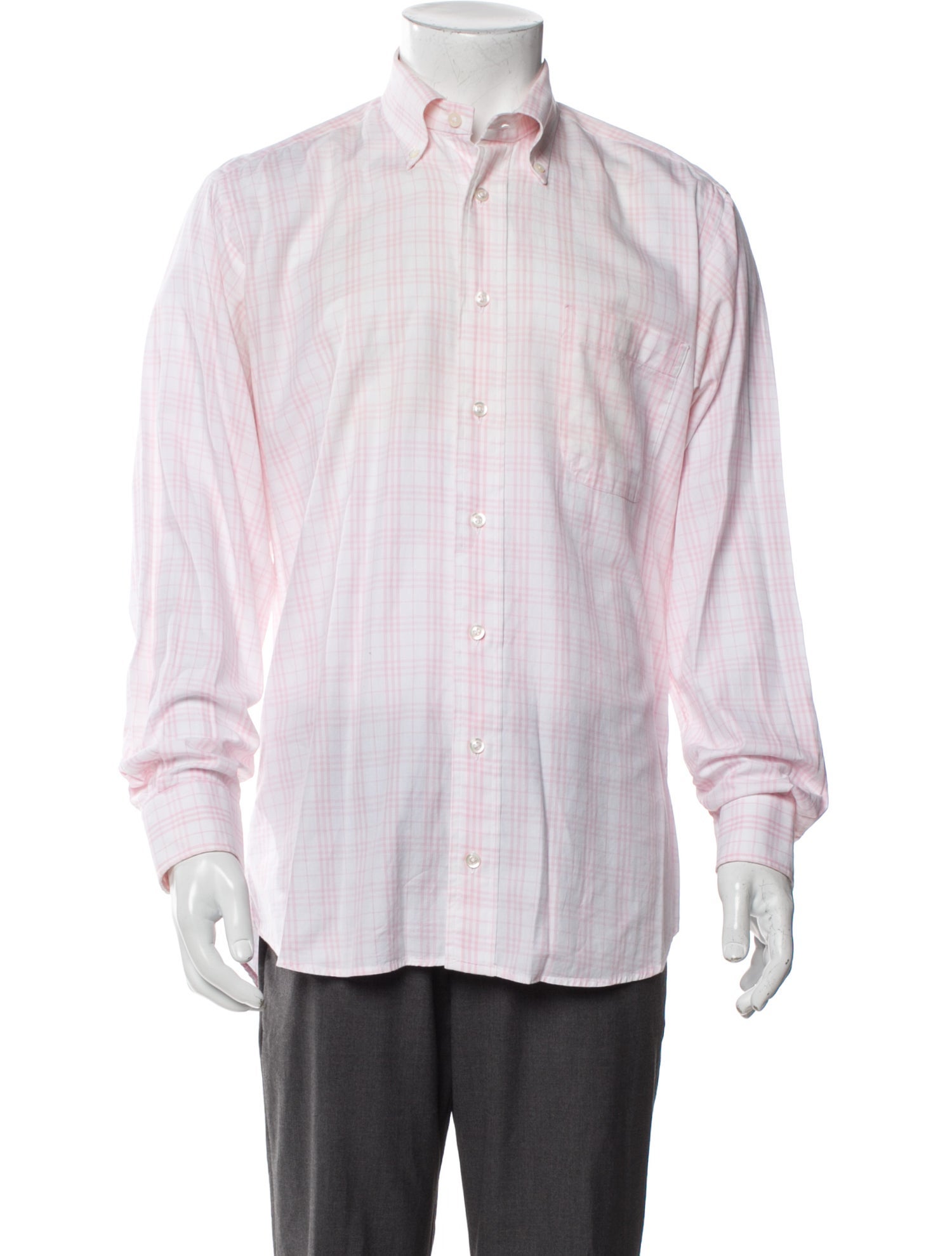 Burberry London Plaid Print Long Sleeve Dress Shirt
