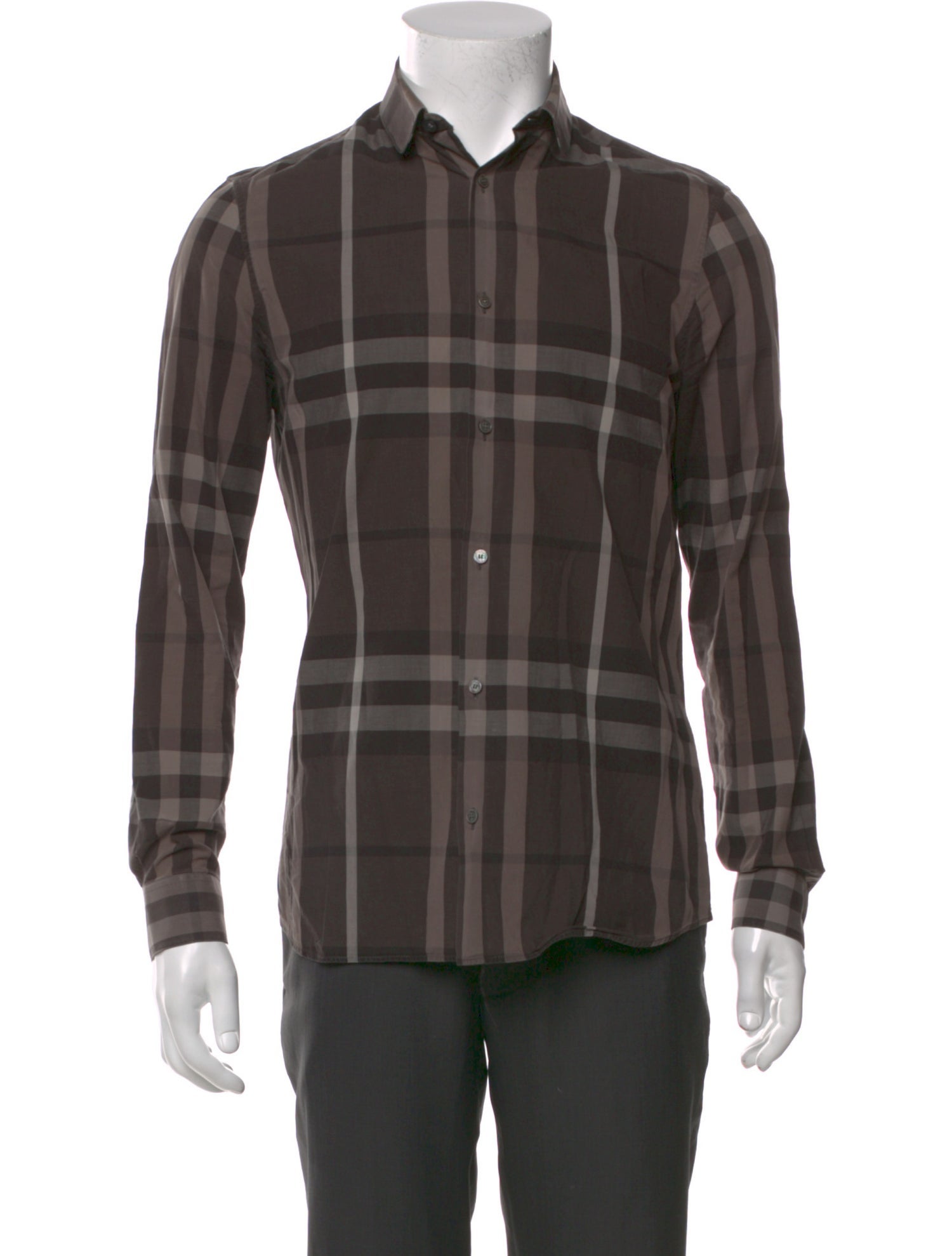 Burberry London Plaid Print Long Sleeve Dress Shirt
