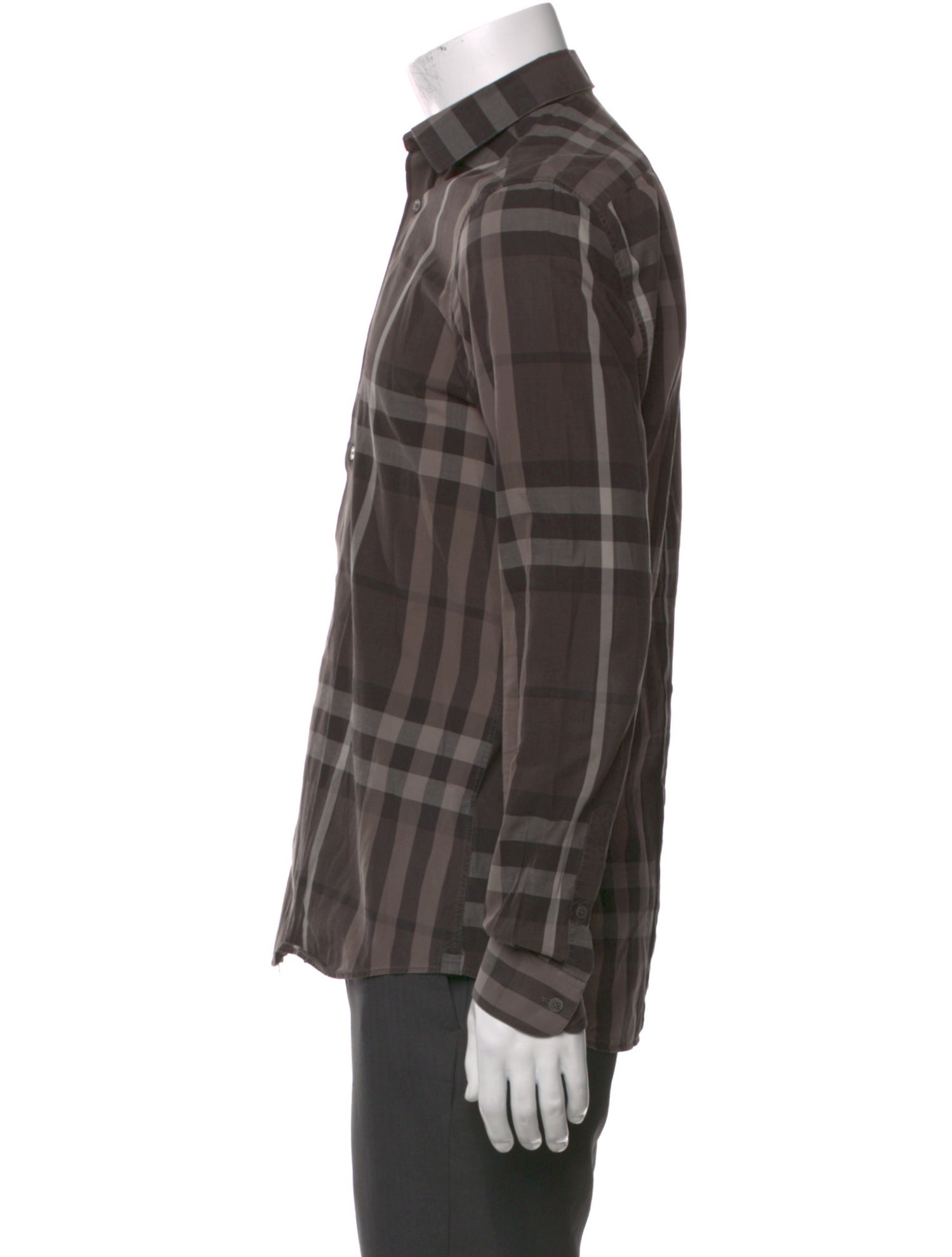 Burberry London Plaid Print Long Sleeve Dress Shirt