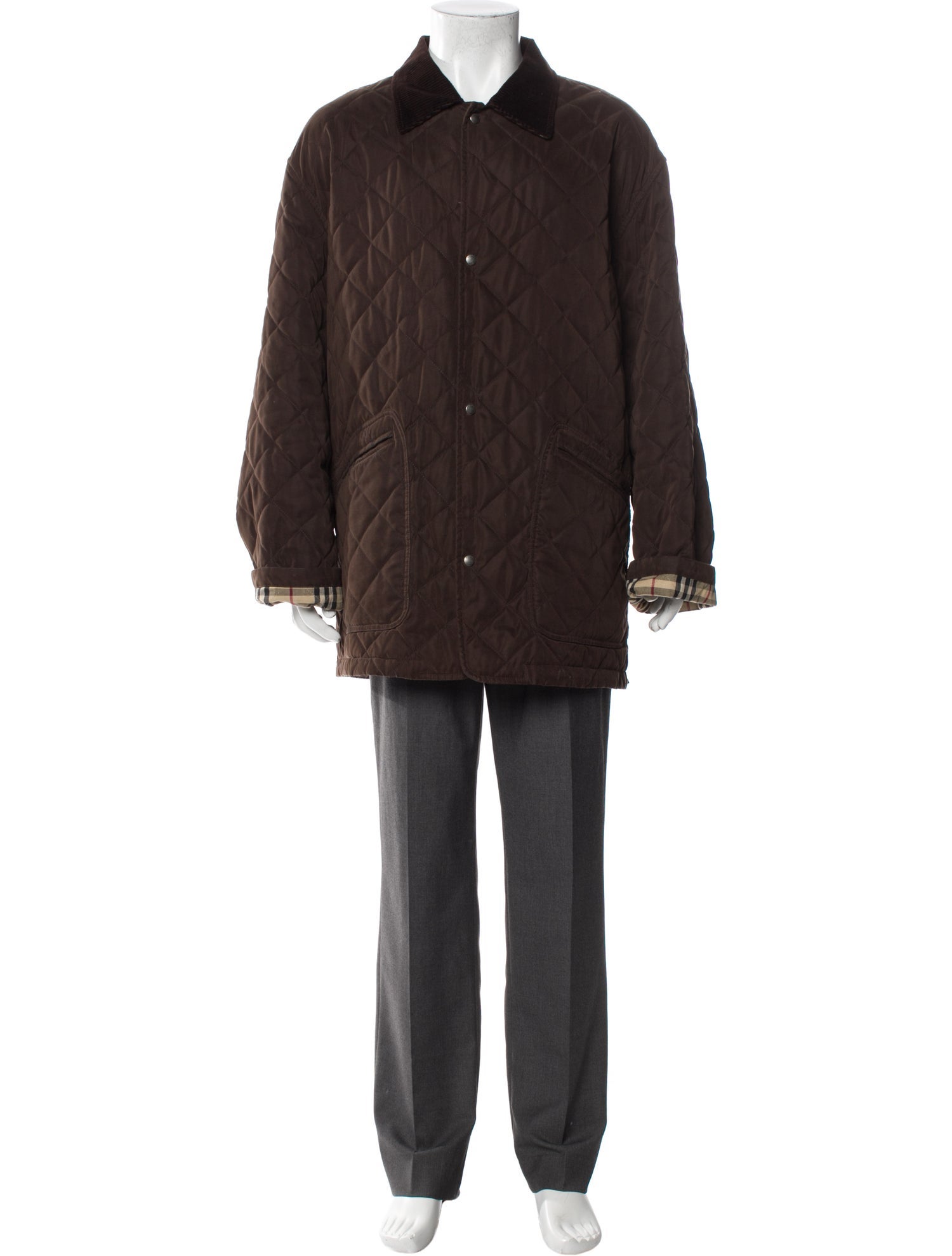 Burberry London Quilted Pattern Wool Overcoat