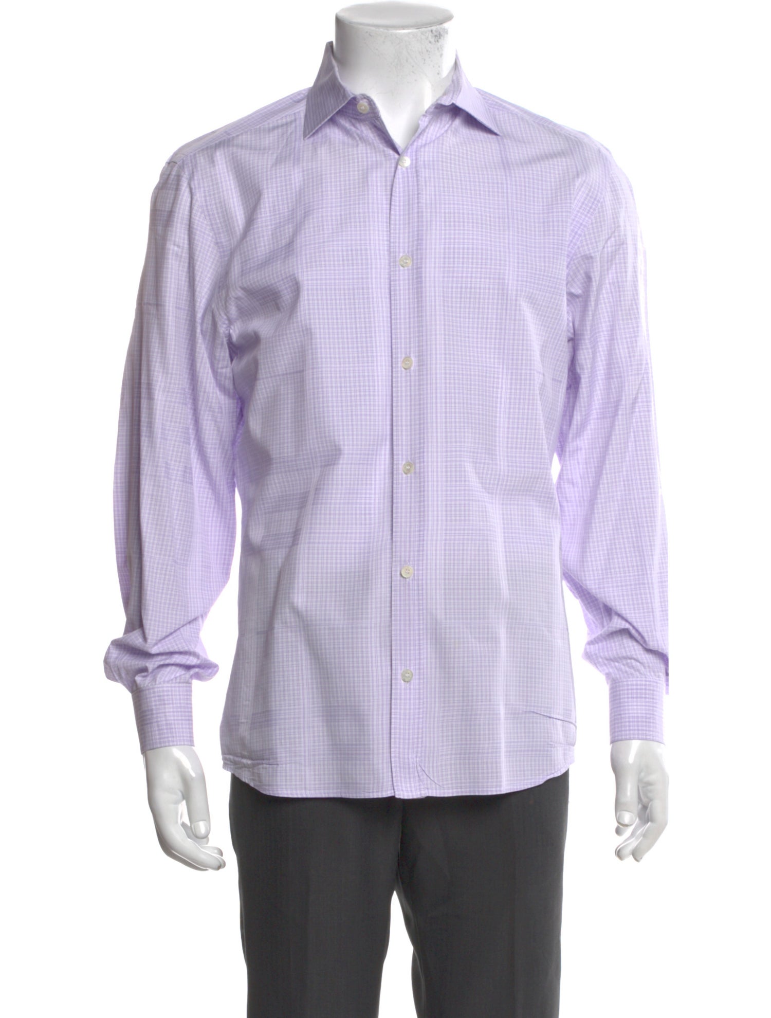 Burberry London Plaid Print Long Sleeve Dress Shirt