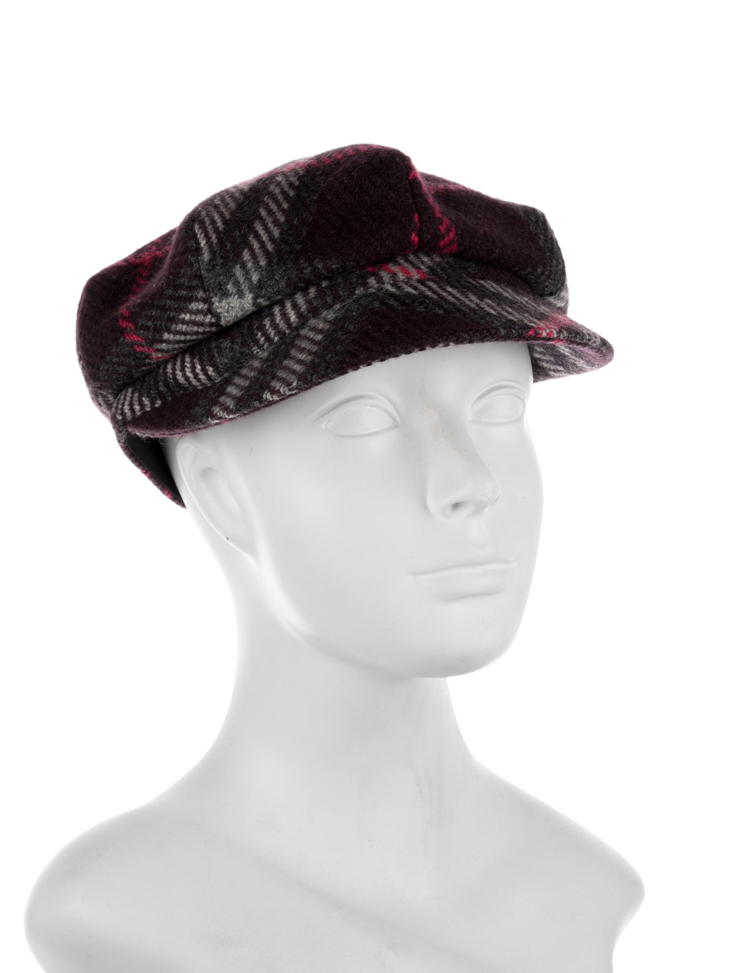 Burberry London Vintage Wool Nova Check Beret - Burgundy 