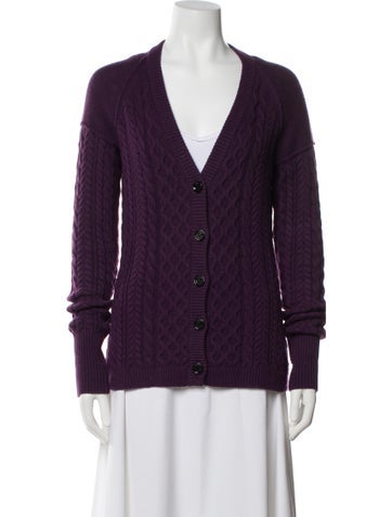 Pre-owned Burberry Wool V-neck Sweater In Purple