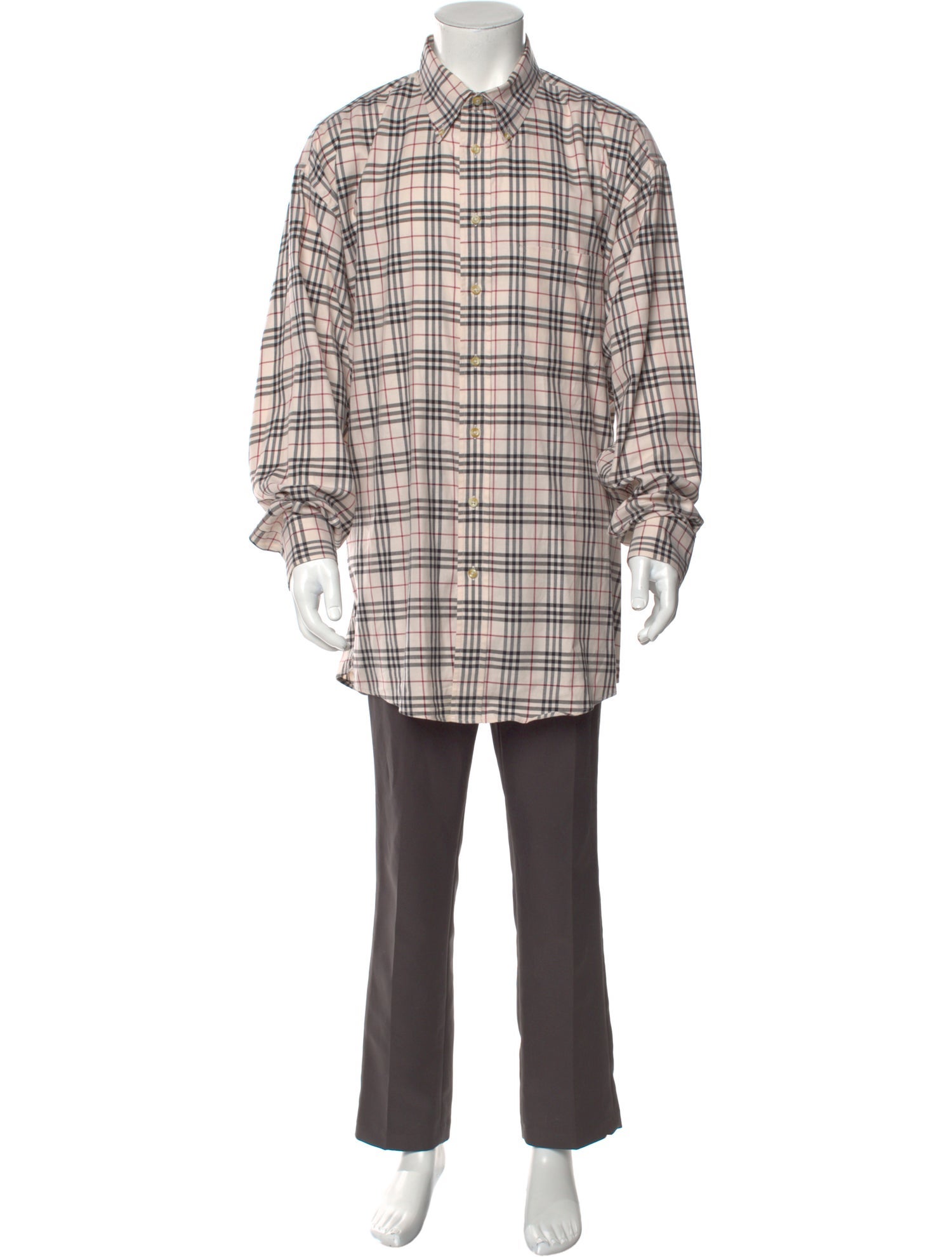 Burberry London House Check Pattern Long Sleeve Dress Shirt