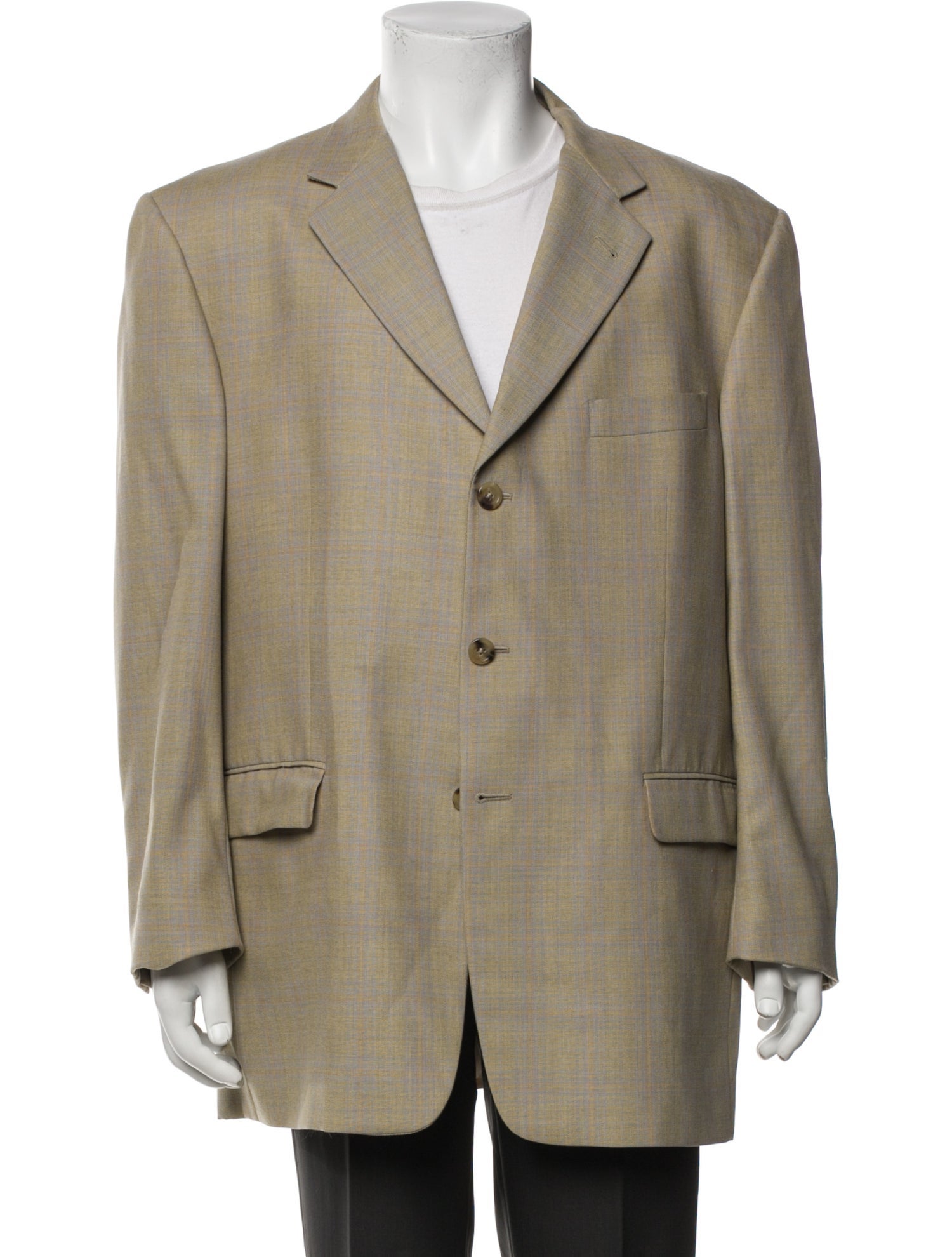 Burberry London Wool Plaid Print Blazer