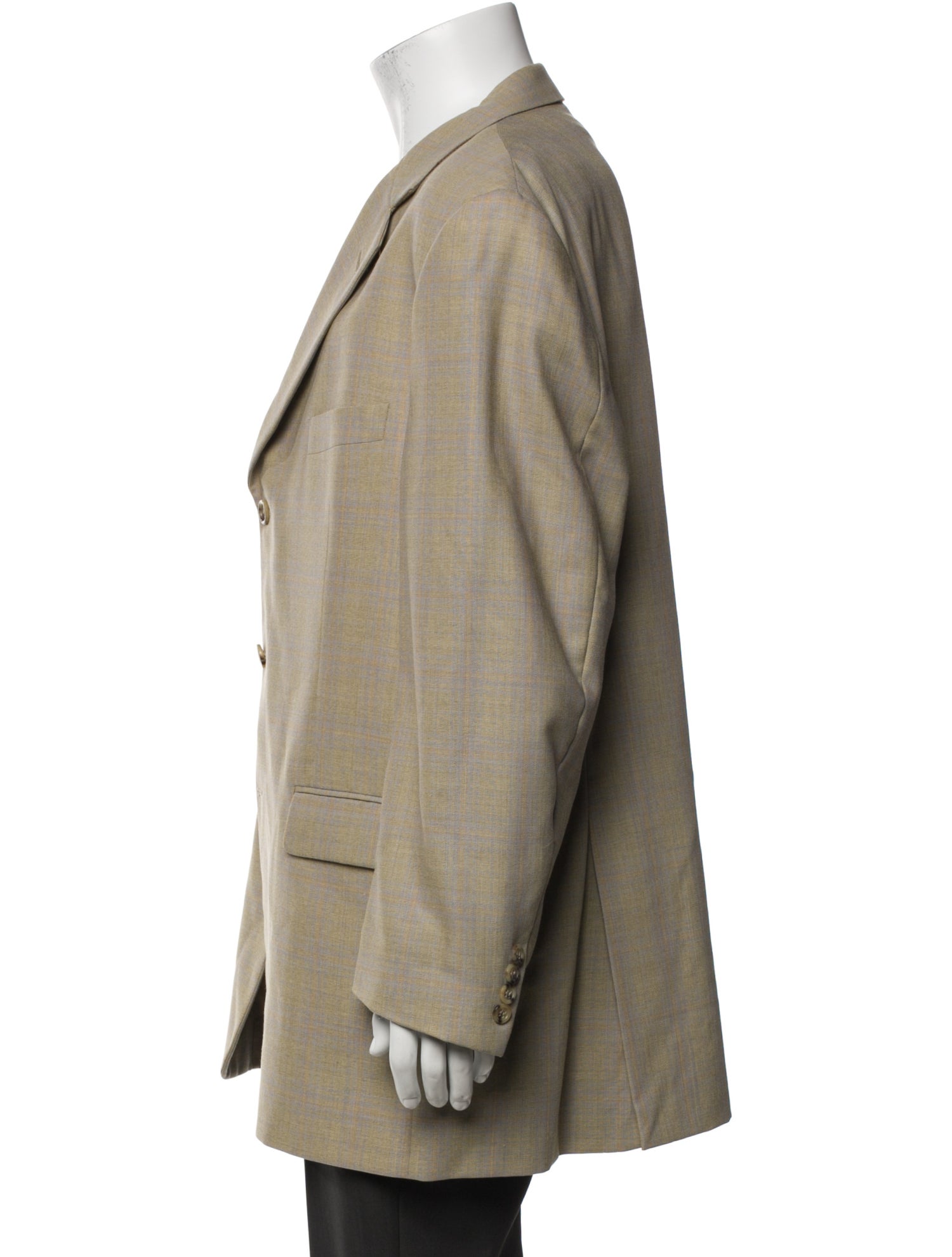 Burberry London Wool Plaid Print Blazer