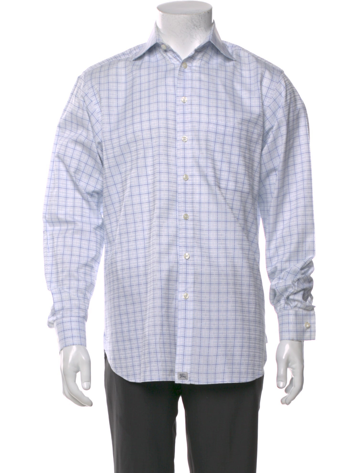 Burberry London Plaid Print Long Sleeve Dress Shirt