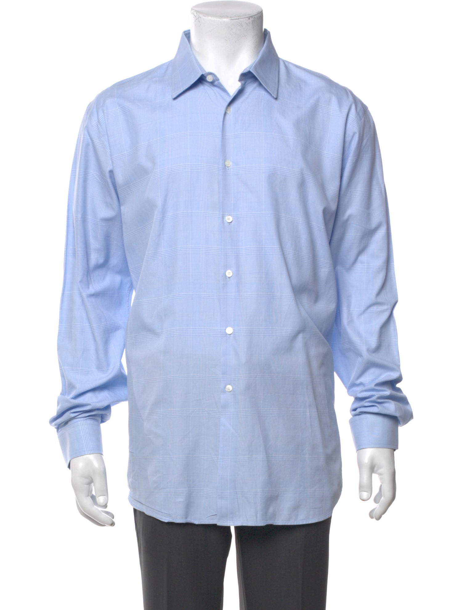 Burberry London TB Monogram Plaid Print Dress Shirt