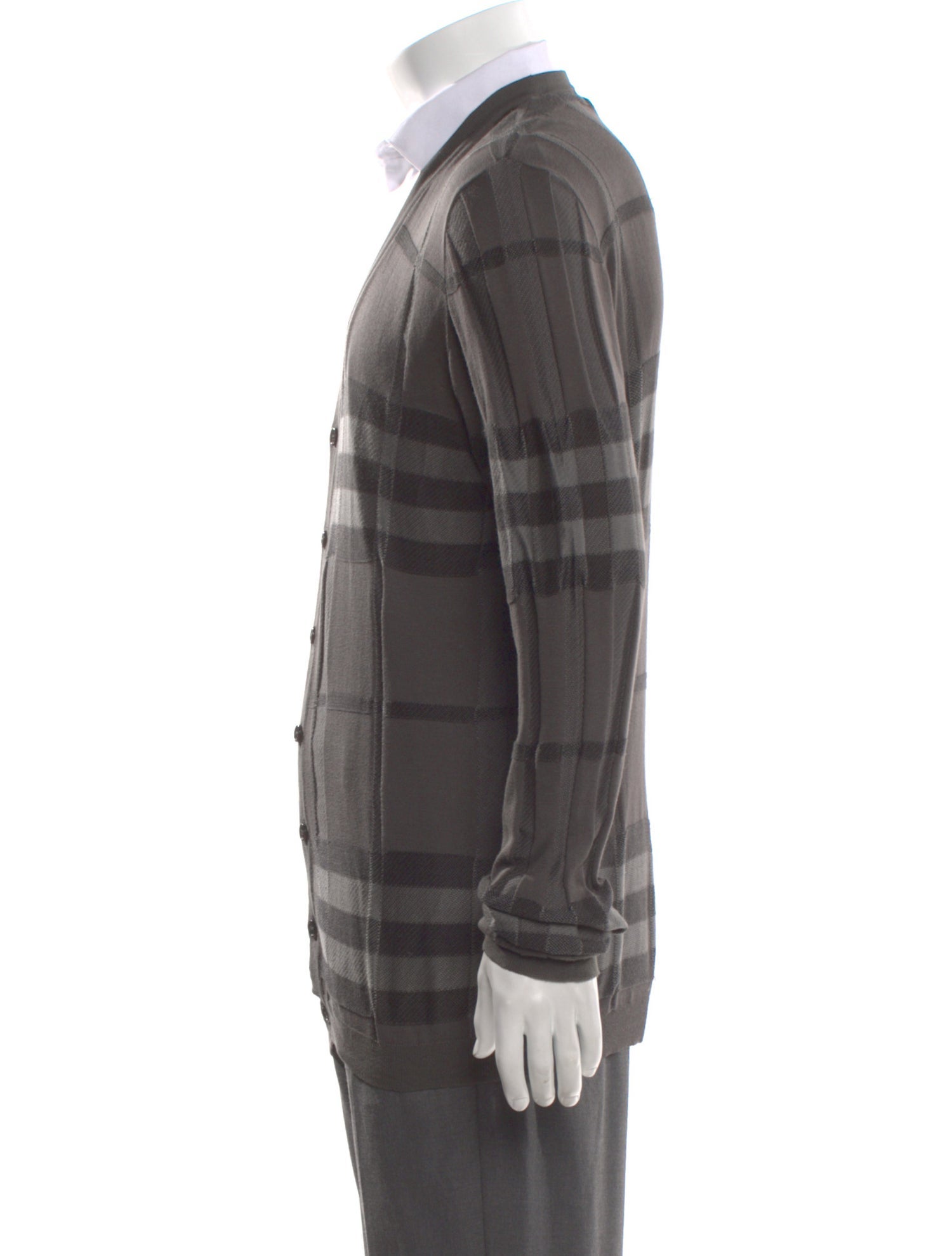 Burberry London Plaid Print V-Neck Cardigan