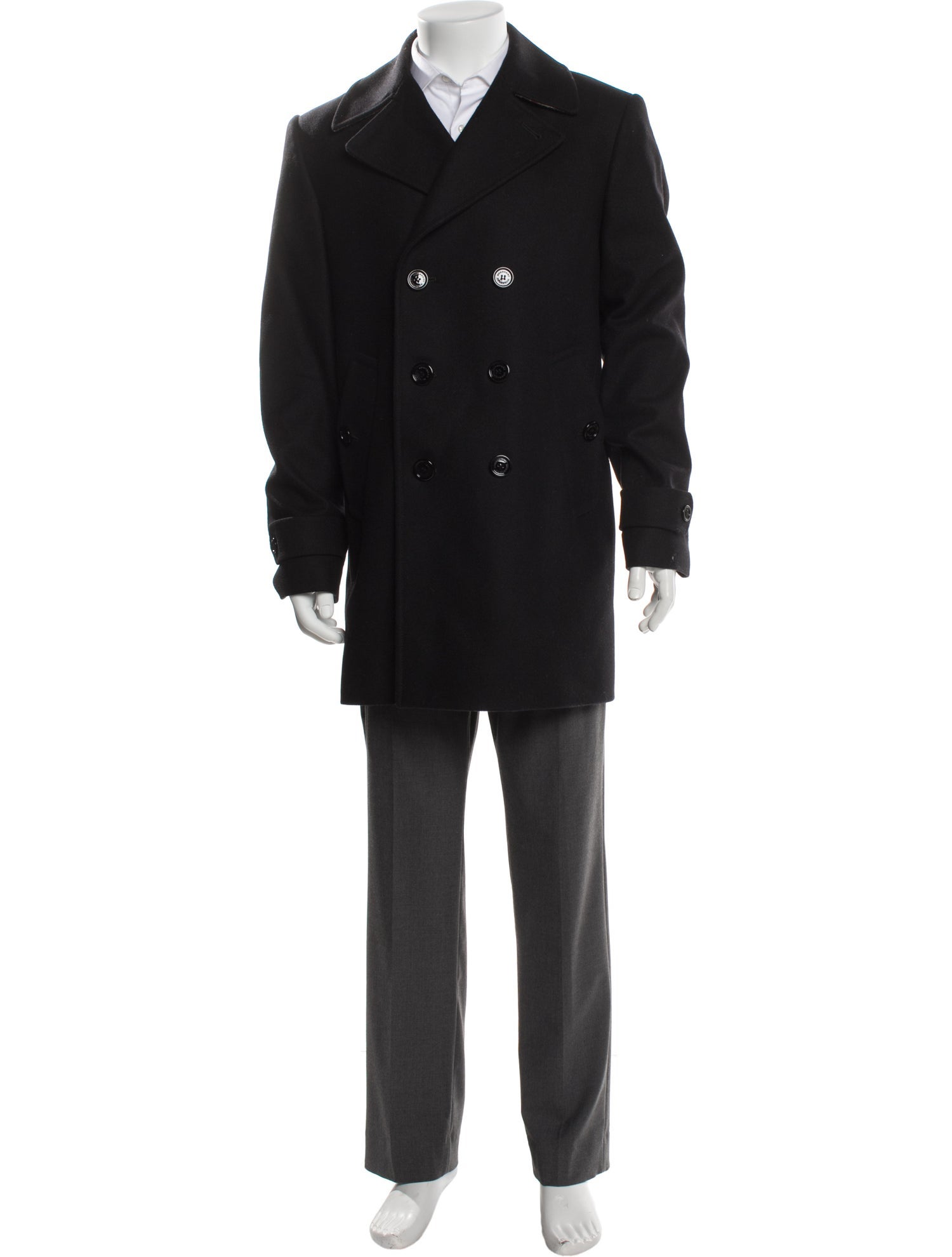 Burberry London Nova Check Pattern Wool Peacoat