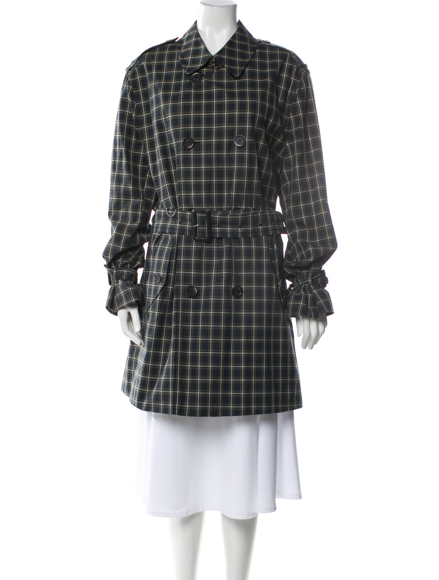 Burberry London Plaid Print Trench Coat