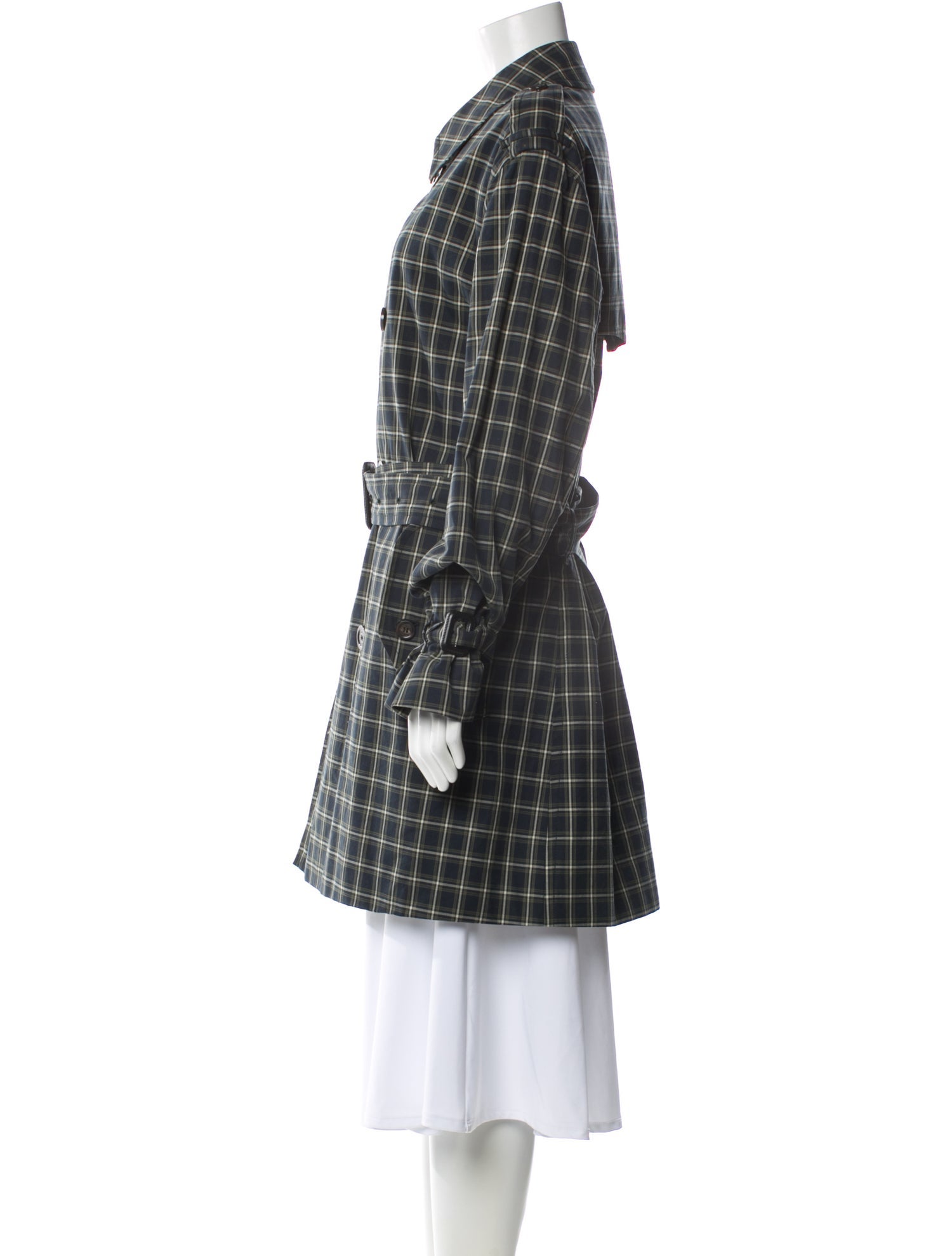 Burberry London Plaid Print Trench Coat