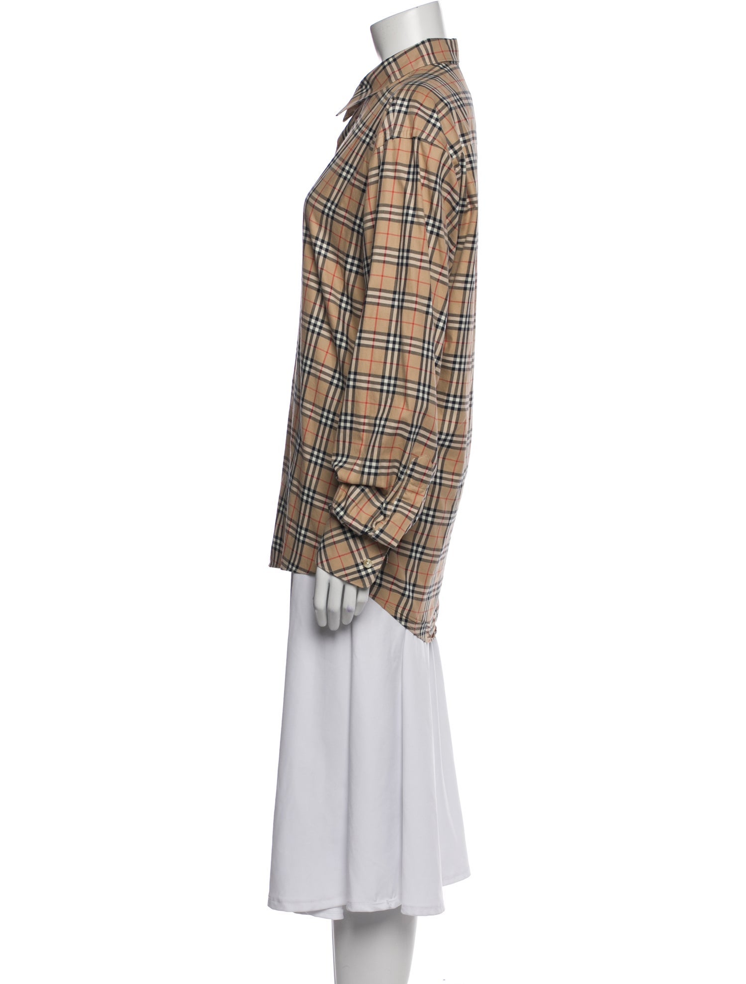 Burberry London Vintage Plaid Print Button-Up Top