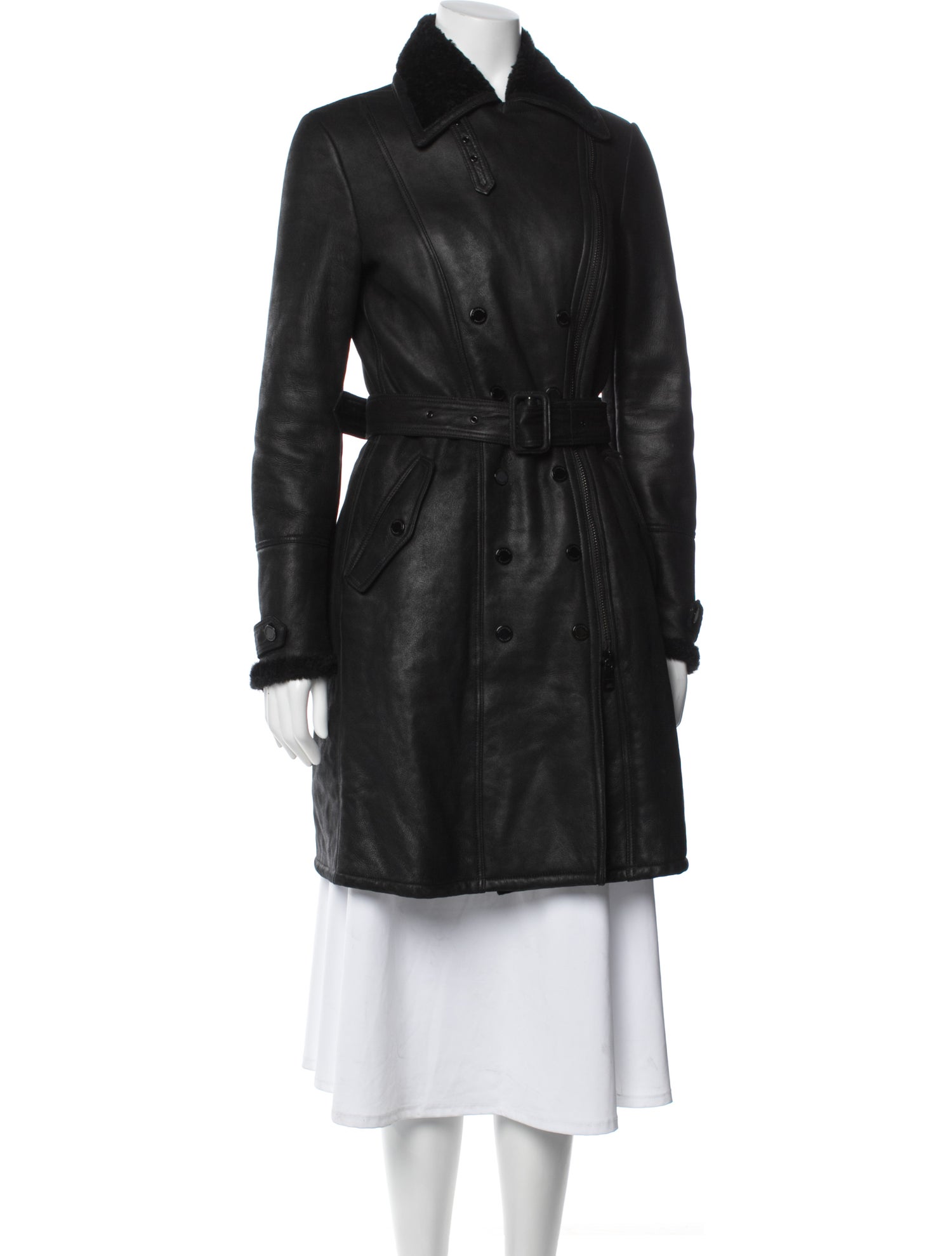Burberry London Shearling Trench Coat
