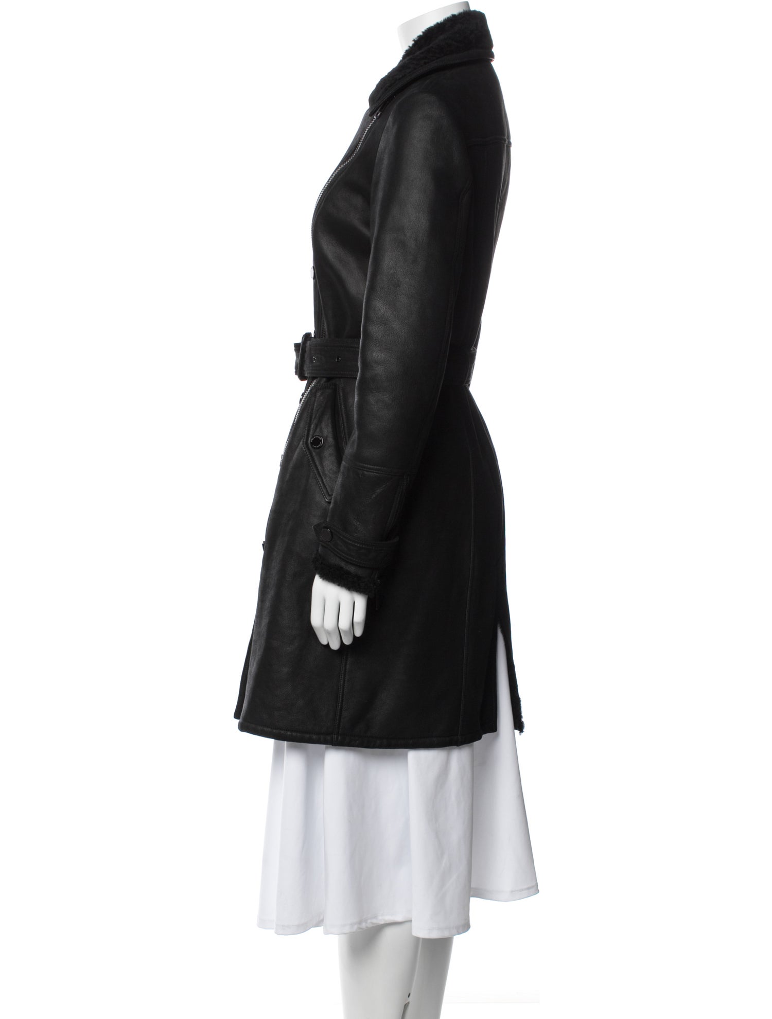 Burberry London Shearling Trench Coat