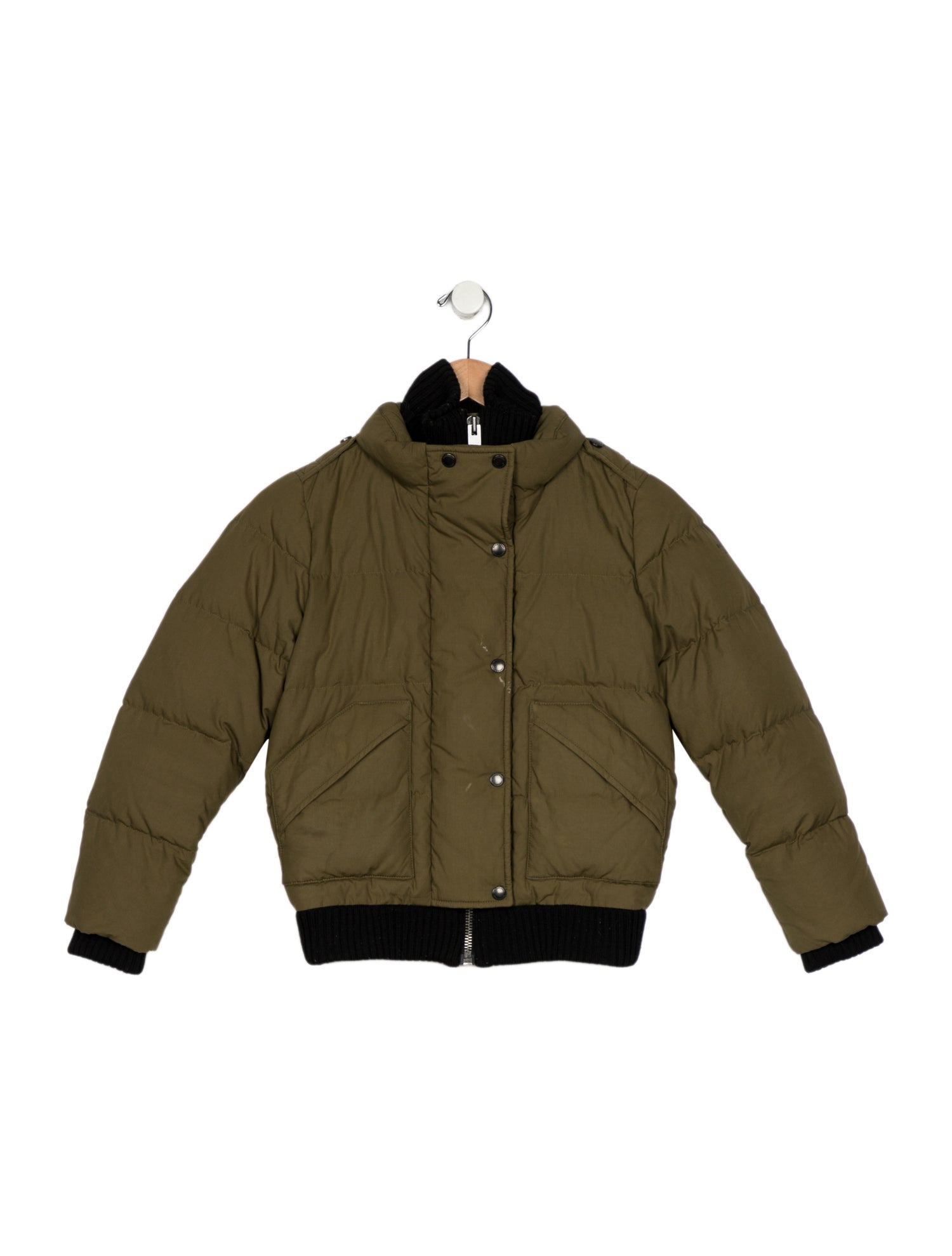 Burberry London Green puffer casual puffer jacket with zip closure