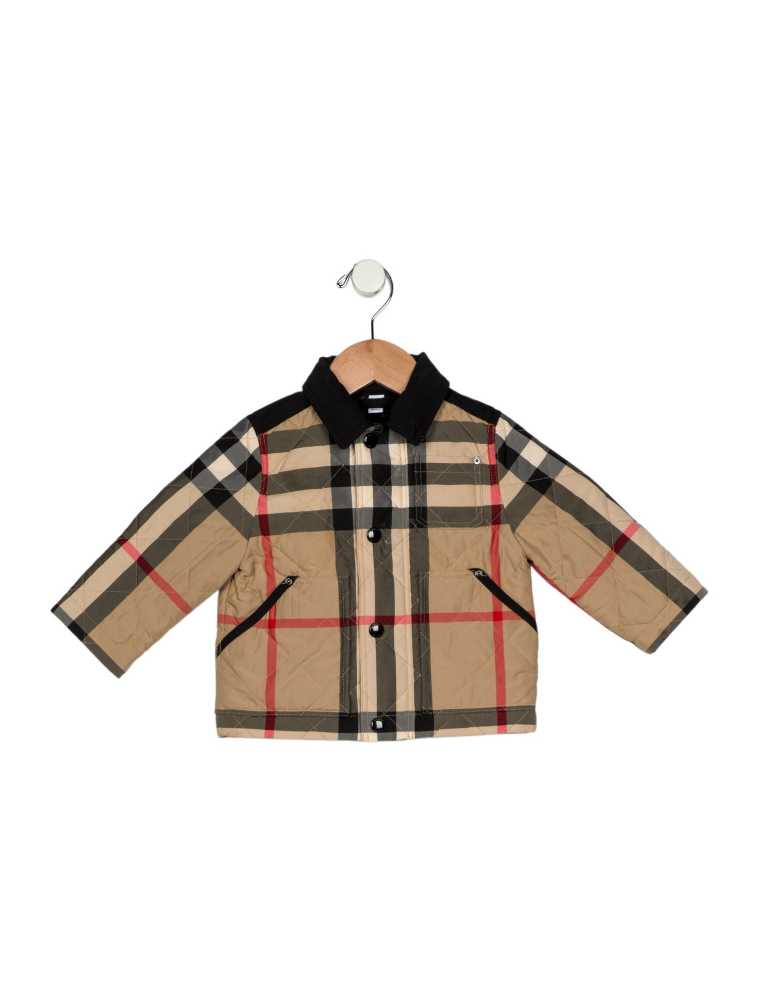 Burberry London Neutral patterned casual quilted puffer jacket with snap closure