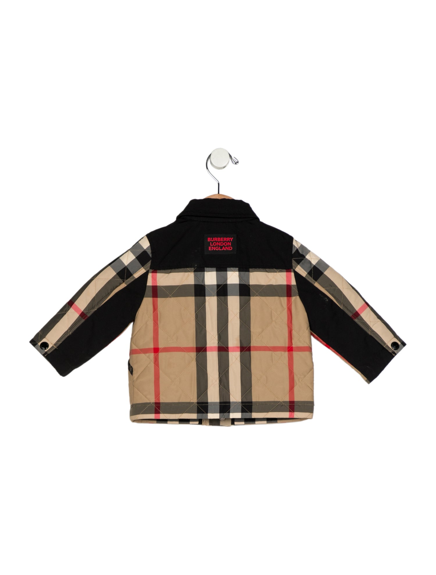 Burberry London Neutral patterned casual quilted puffer jacket with snap closure
