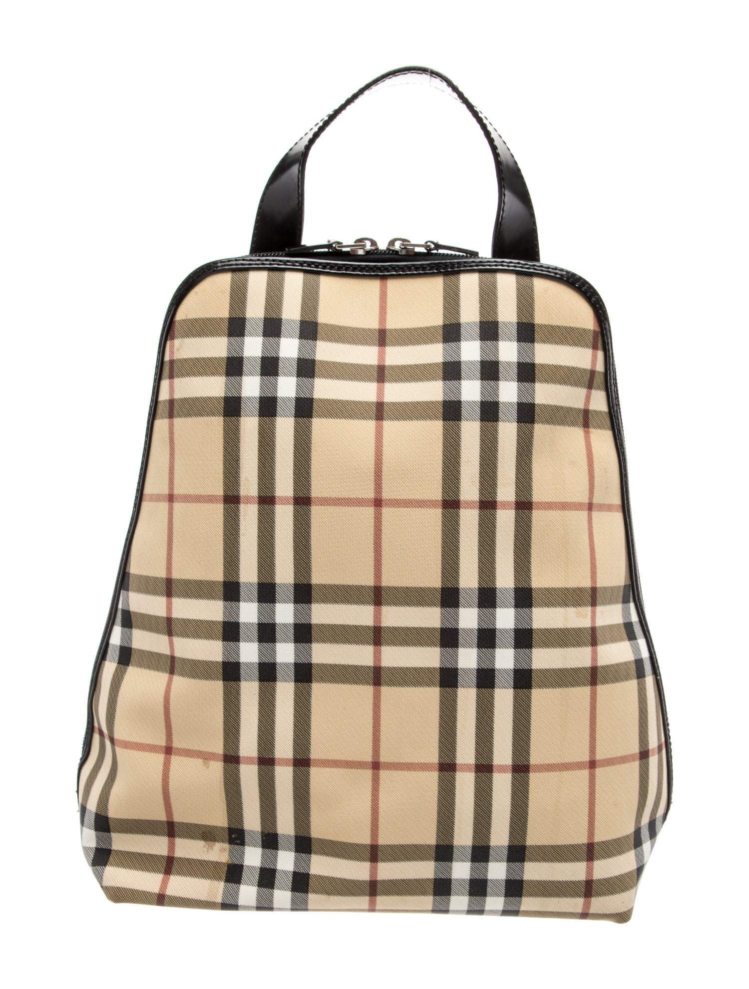 burberry leather trim london check backpack Abbeydale Coated Canvas Medium 171202 rounded silhouette and contrasting trim featuring the legendary pattern that pays homage to the brands heritage Burberry Grid Backpack | Blue
