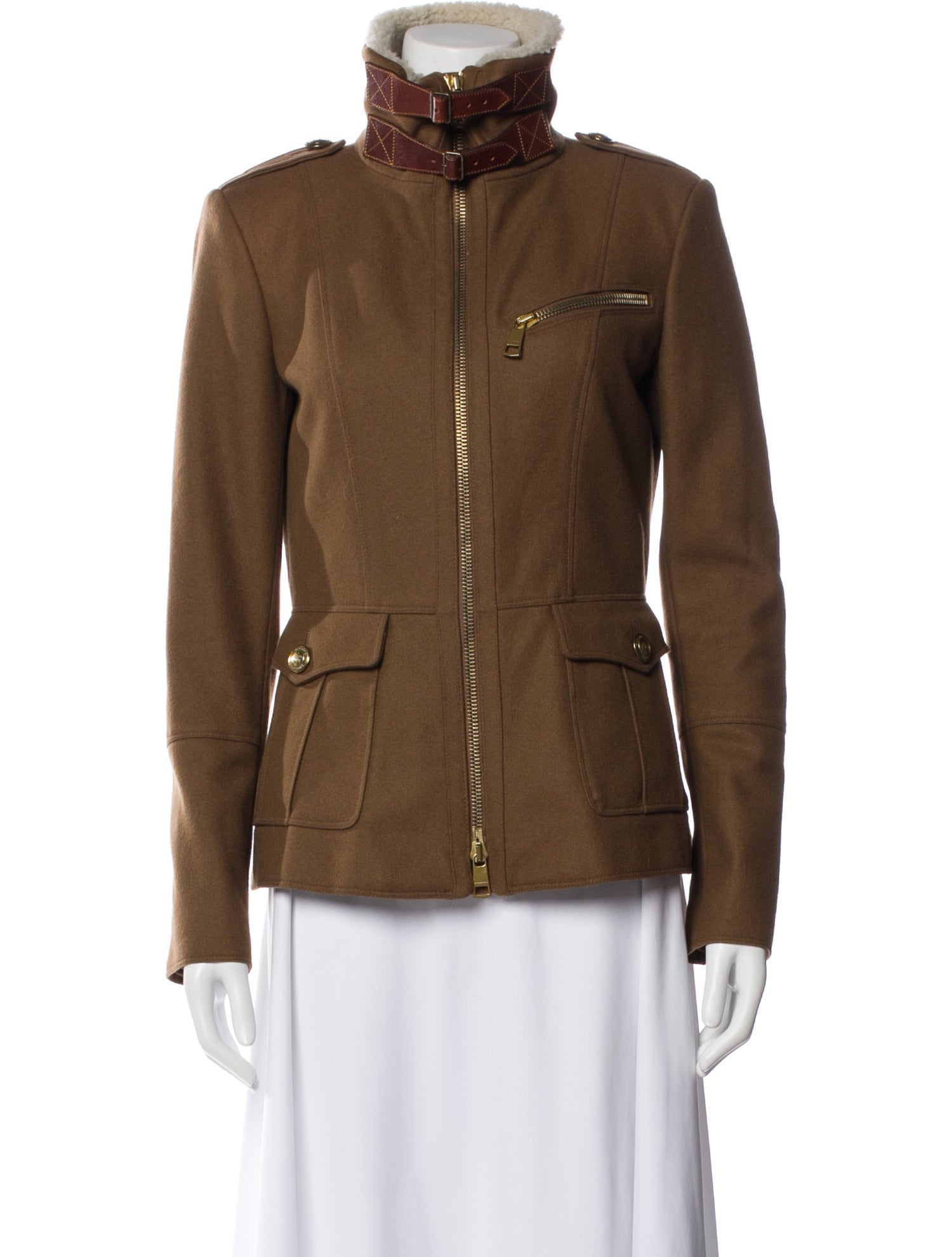Burberry London Virgin Wool Faux Fur Jacket