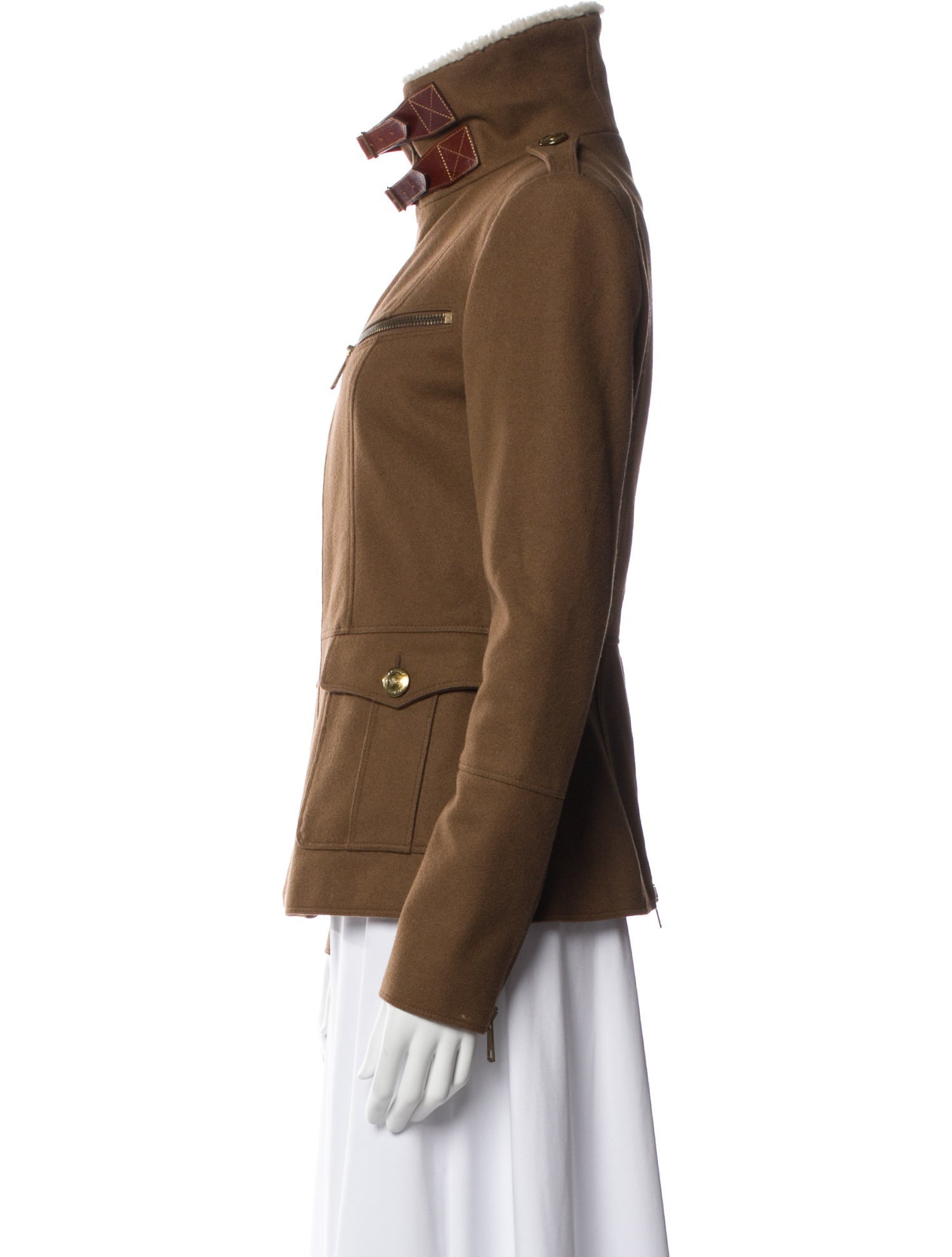 Burberry London Virgin Wool Faux Fur Jacket