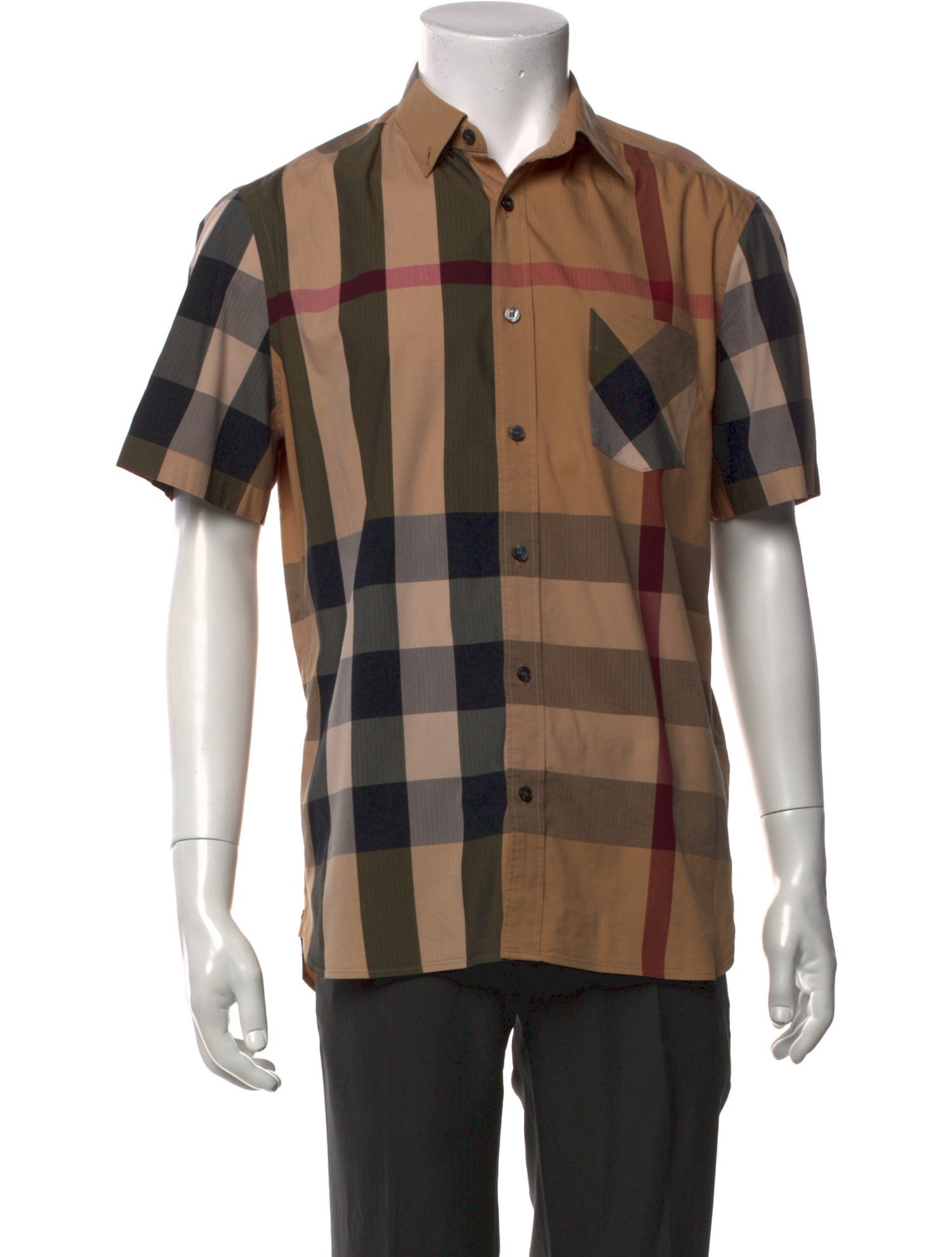 Burberry Exploded Check Pattern Short Sleeve Shirt - Blue Casual