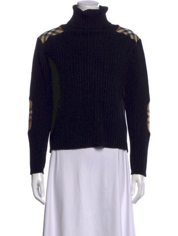 Pre-owned Burberry Merino Wool Turtleneck Sweater In Black