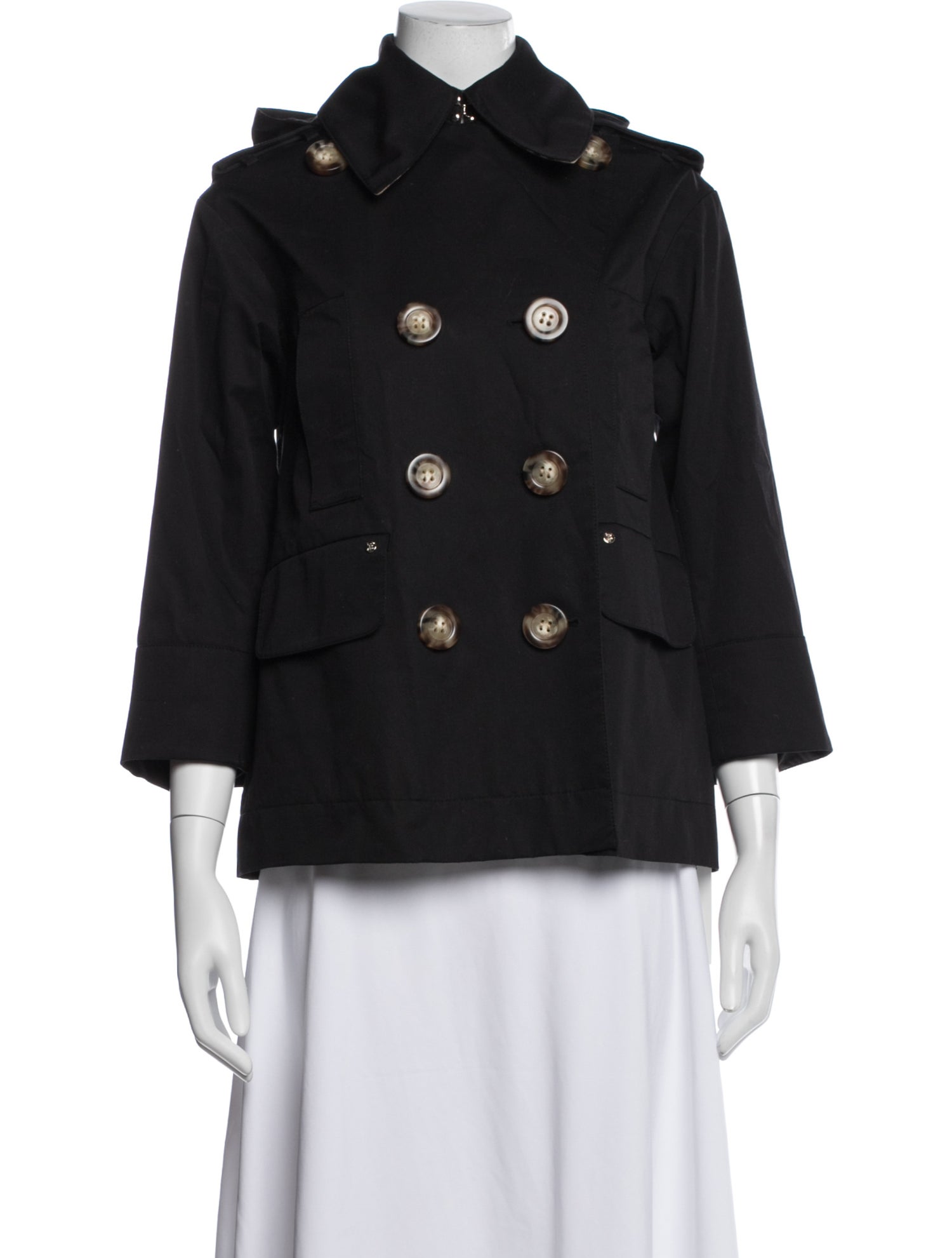 Burberry Cotton black trench coat with button closure