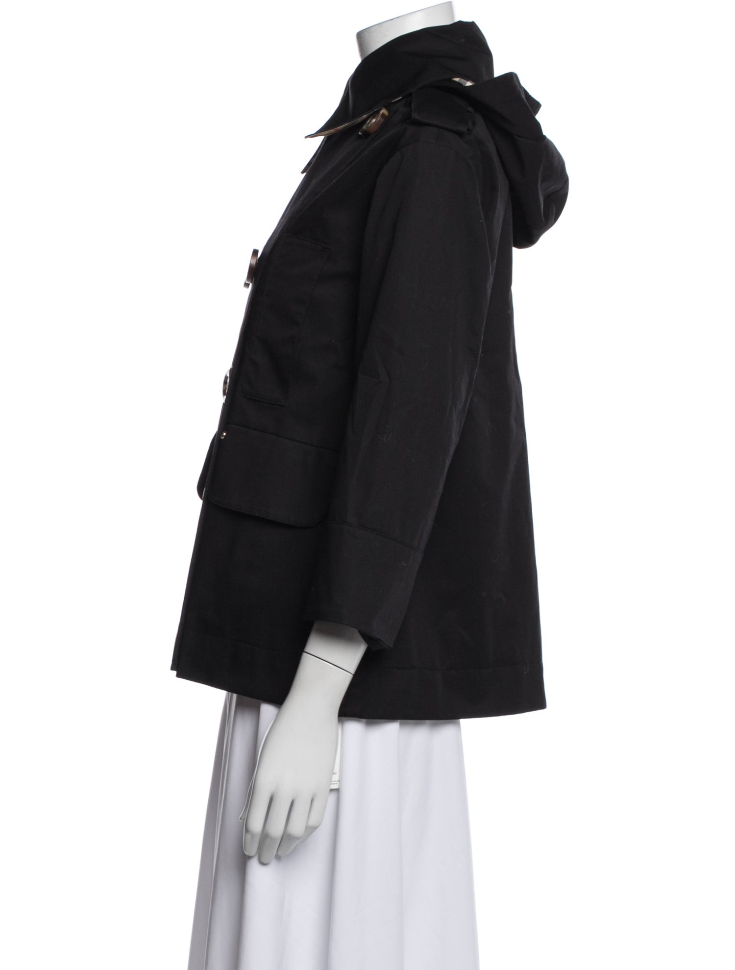 Burberry Cotton black trench coat with button closure