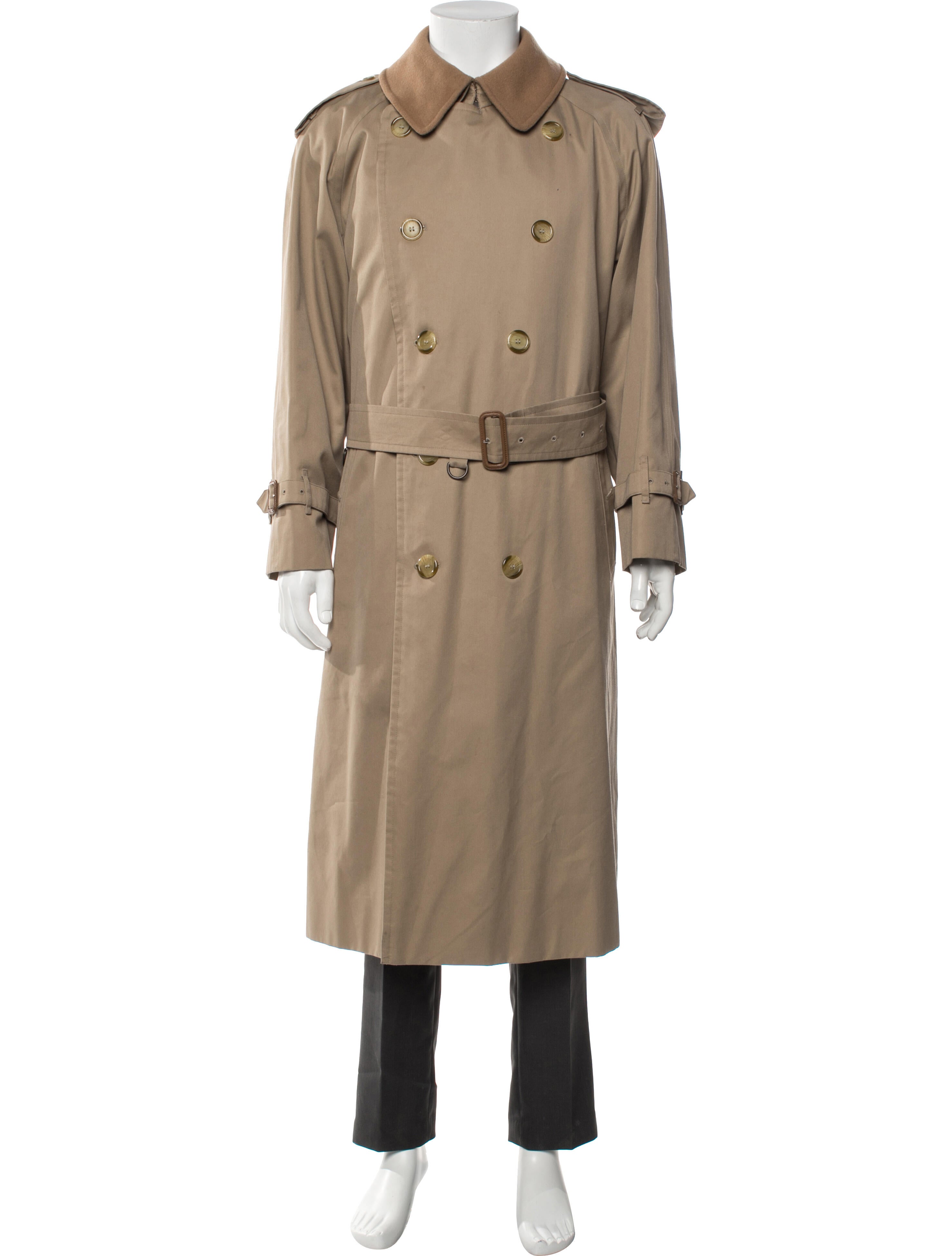 Burberry London House Check Pattern Wool Trench Coat