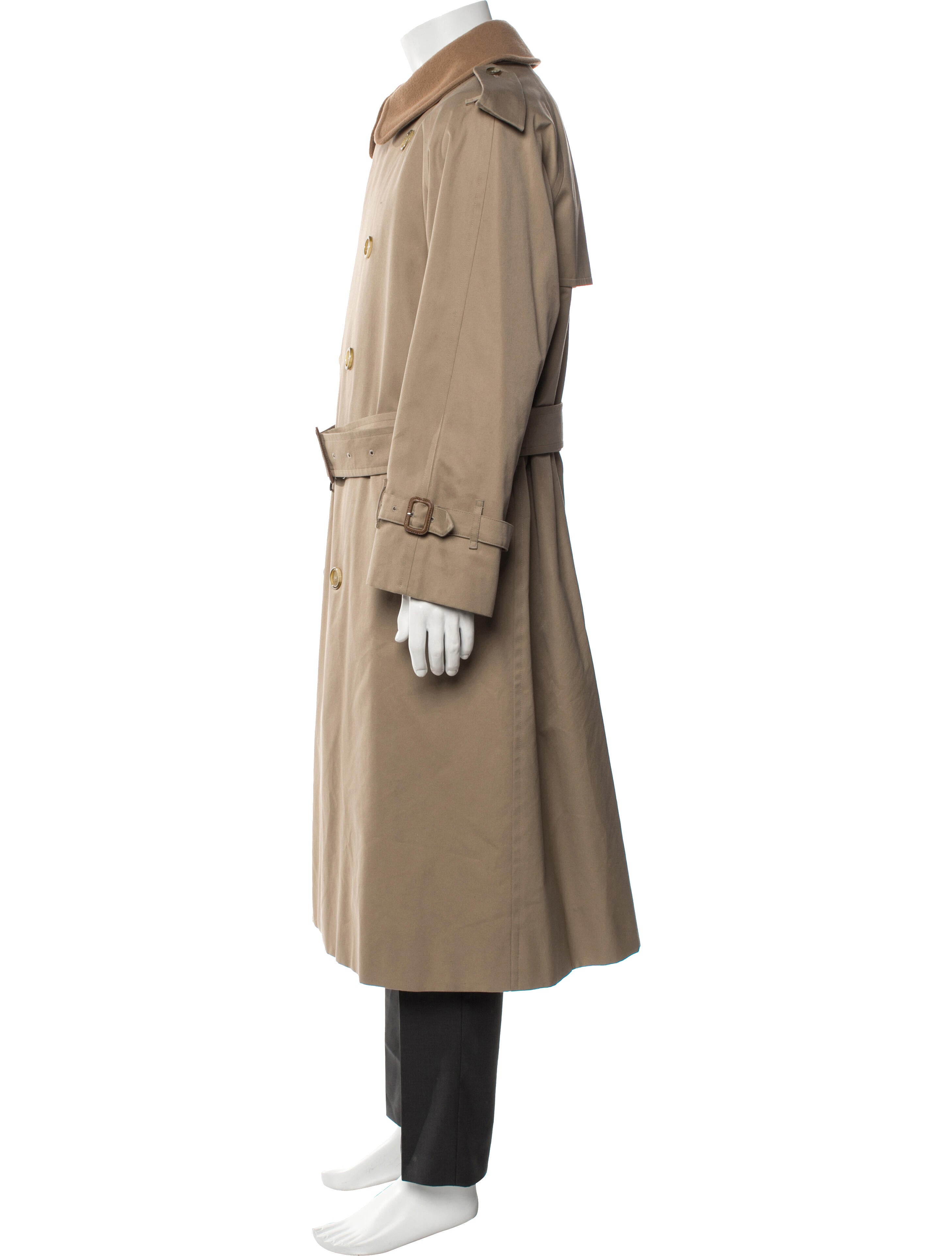 Burberry London House Check Pattern Wool Trench Coat