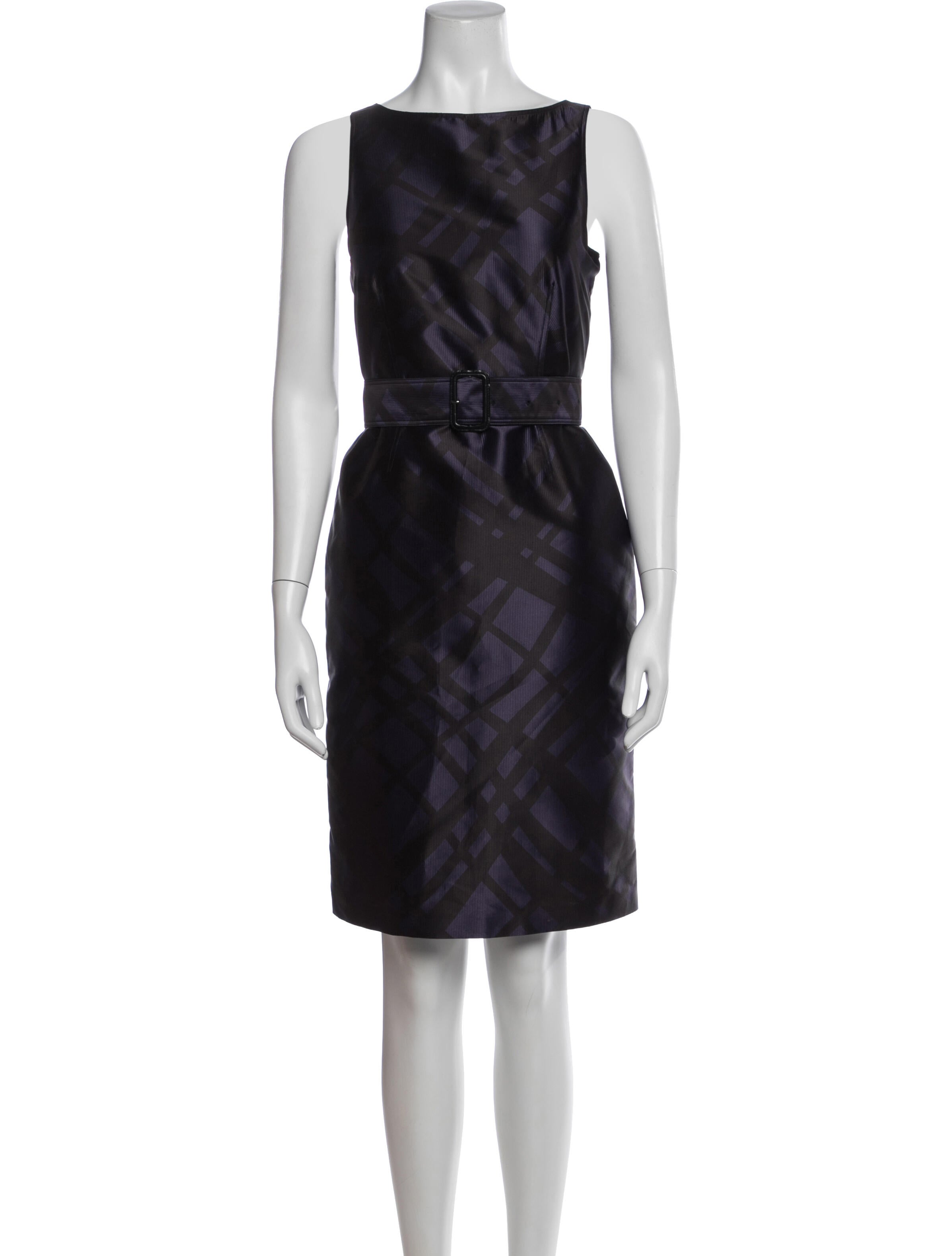 Burberry London Plaid Print Knee-Length Dress - Black Dresses, Clothing - WBURL212113