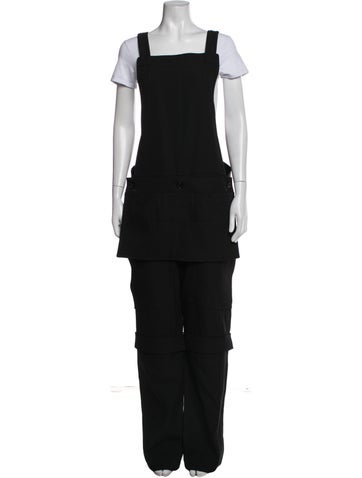 Pre-owned Burberry Virgin Wool Square Neckline Jumpsuit In Blue