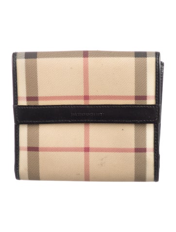 Pre-owned Burberry Nova Check Pattern Canvas Wallet In Neutrals