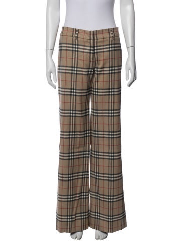 Pre-owned Burberry Wool Flared Pants In Brown