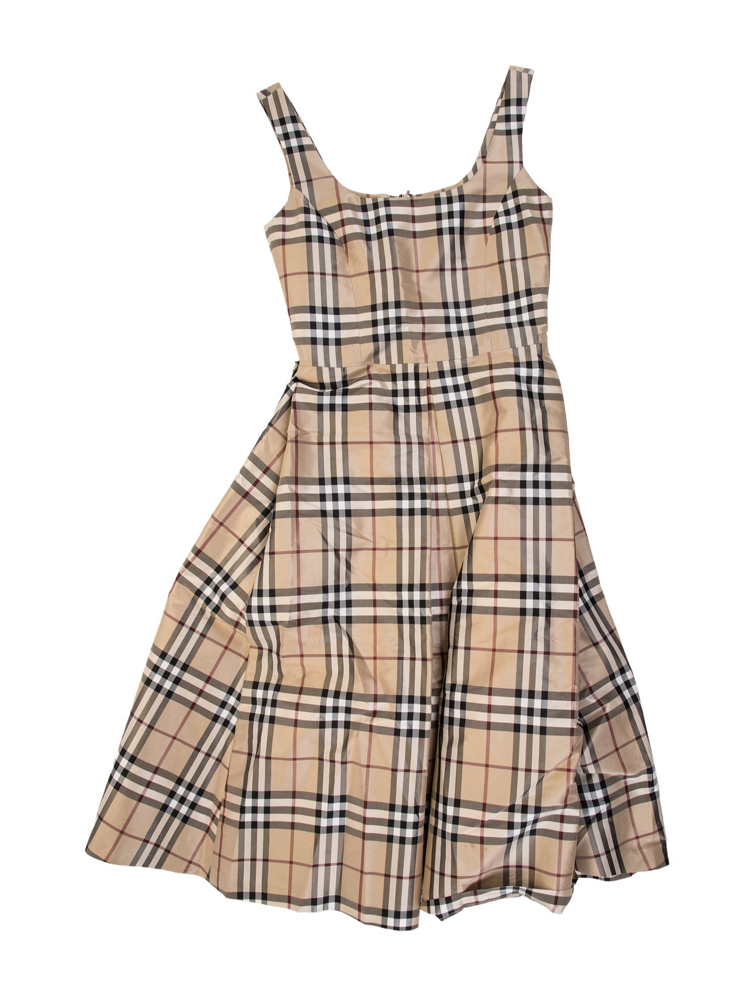 BURBERRY LONDON SILK100% 2XL チェック ワンピース Burberry London Silk Long Dress - Gem