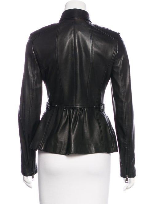 Burberry London Peplum Accented Leather Jacket Clothing