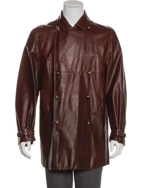 Burberry London Leather Double-Breasted Overcoat b