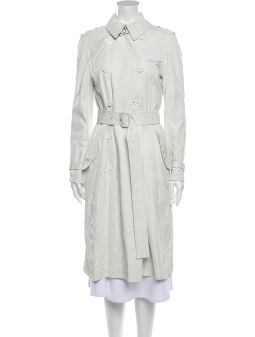 Burberry London Leather Trench Coat White