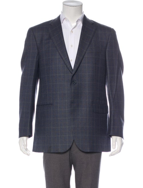 Burberry London Wool & Silk Windowpane Blazer blue