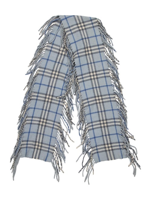 Burberry London Cashmere Fringe Scarf blue