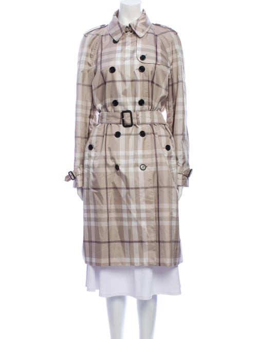 Burberry London Plaid Print Trench Coat