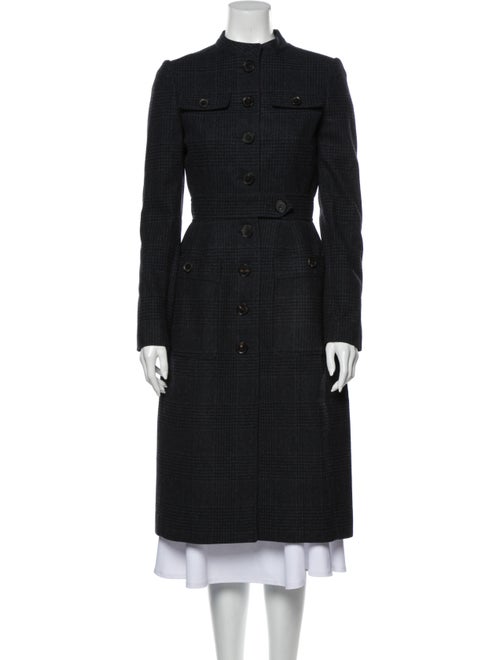 Burberry London Virgin Wool Plaid Print Trench Coa