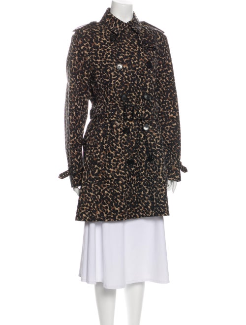 Burberry London Animal Print Trench Coat Black