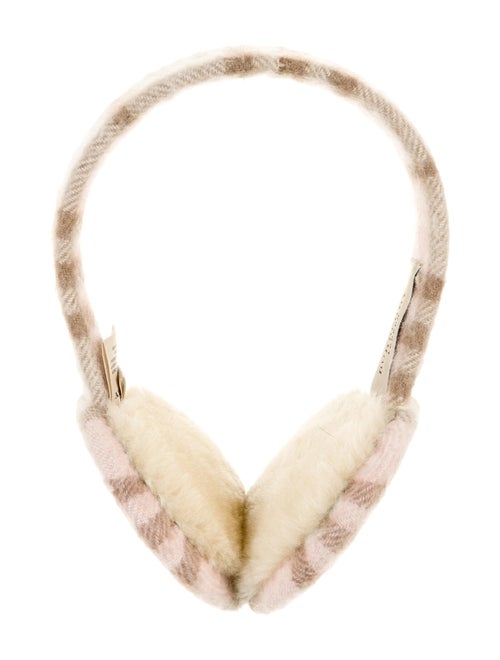 Burberry London Shearling Check Earmuffs Pink