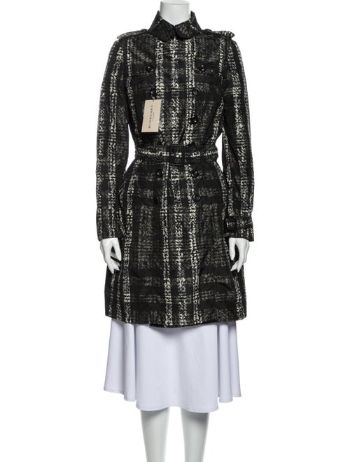 Burberry London Houndstooth Print Trench Coat Blac
