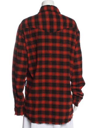 B-Used Plaid Print Long Sleeve Button-Up Top