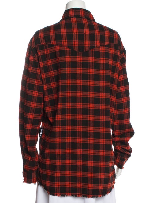 B-Used Plaid Print Long Sleeve Button-Up Top